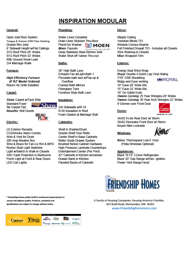 Manufactured Home Brochures Modular Homes in Montevideo, MN