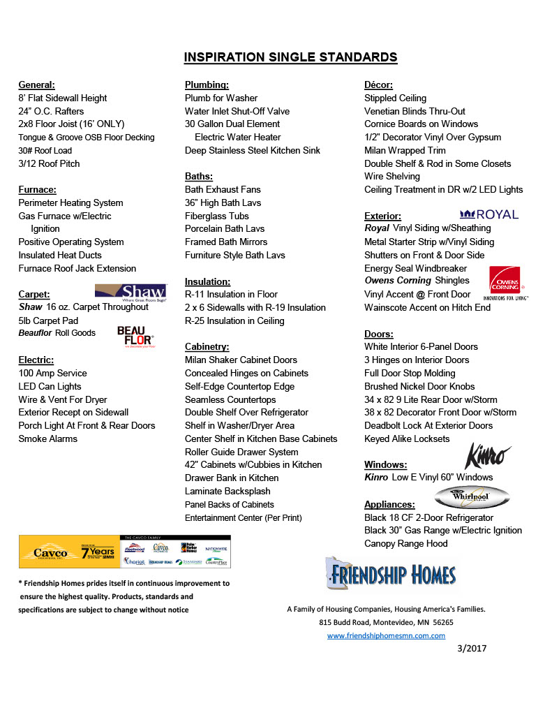 Manufactured Home Brochures Modular Homes in Montevideo, MN